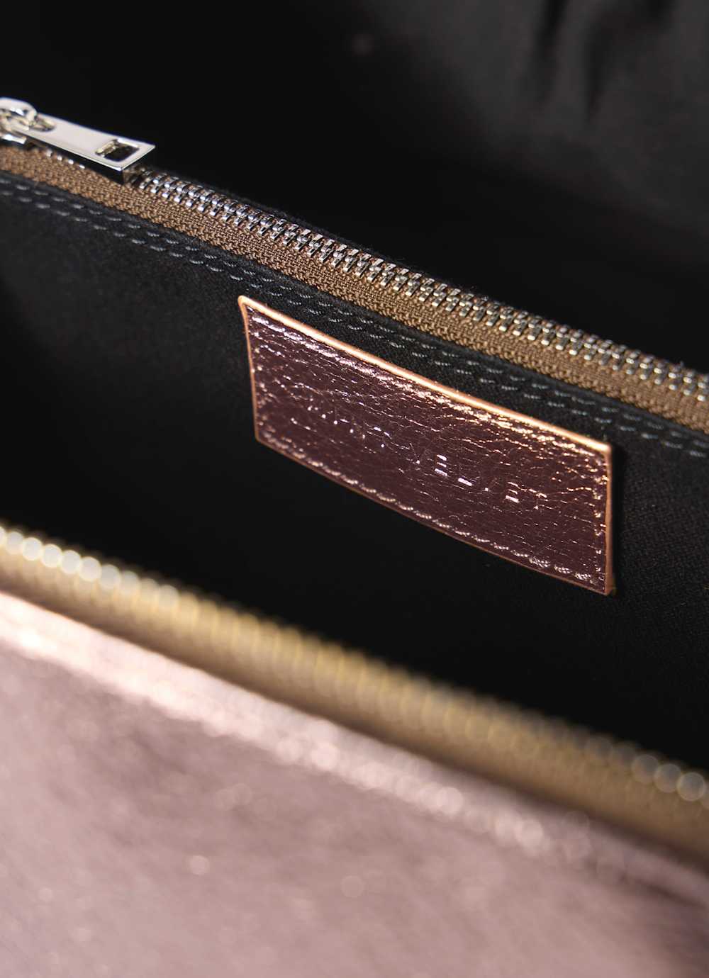 Brown Metallic Leather Large Wash Bag