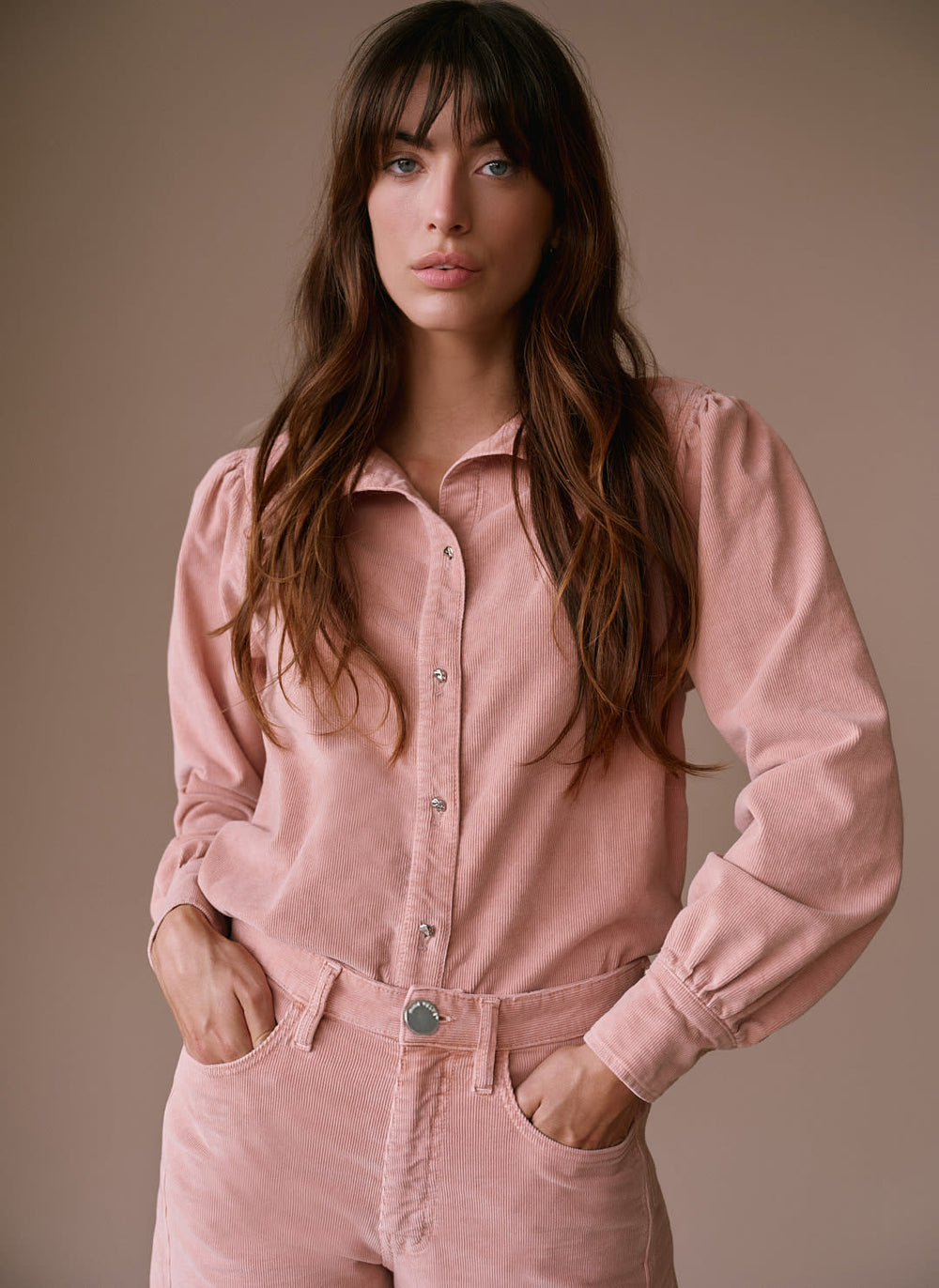 Pink Corduroy Long Sleeve Shirt