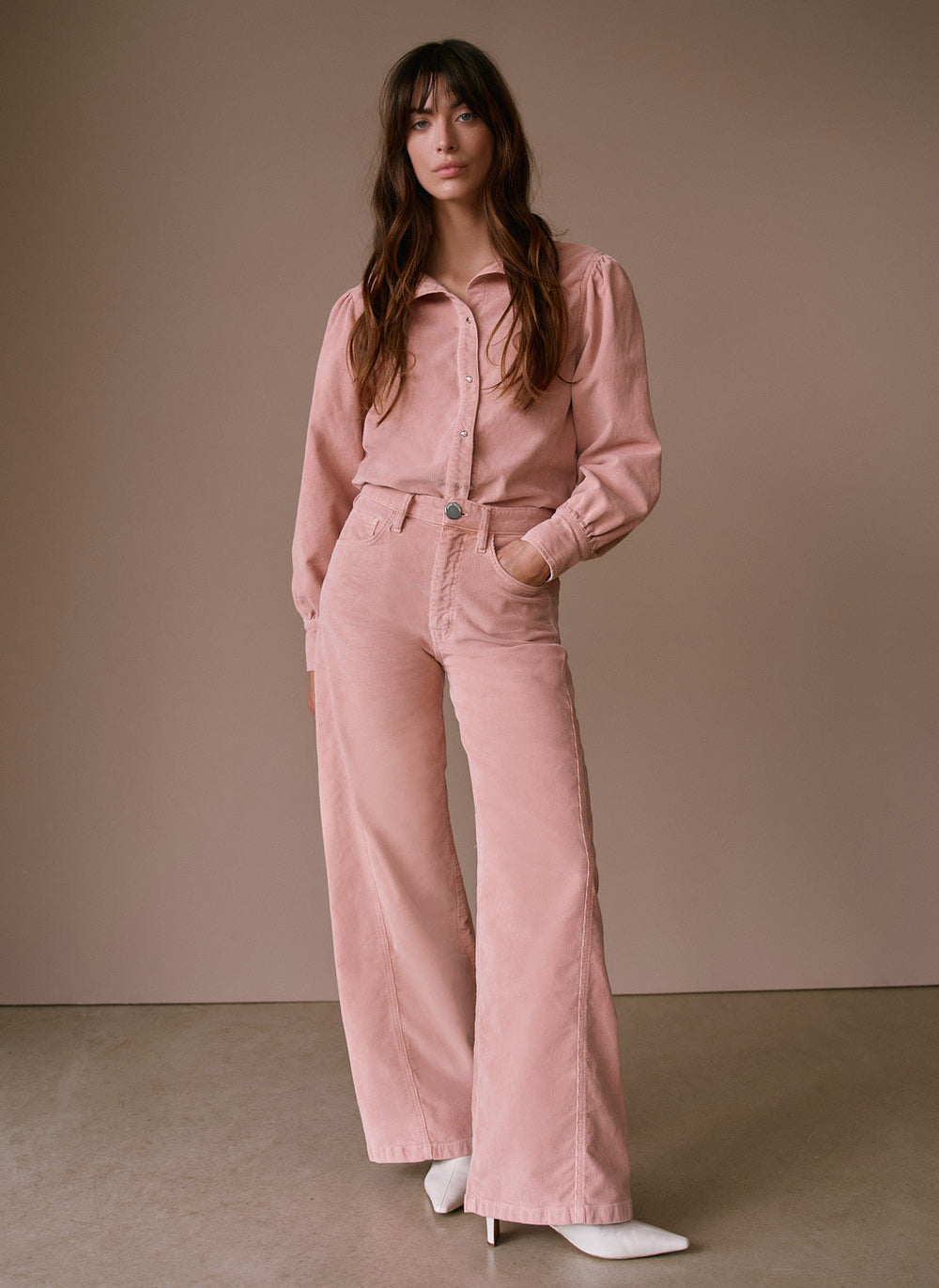 Pink Corduroy Wide Trousers