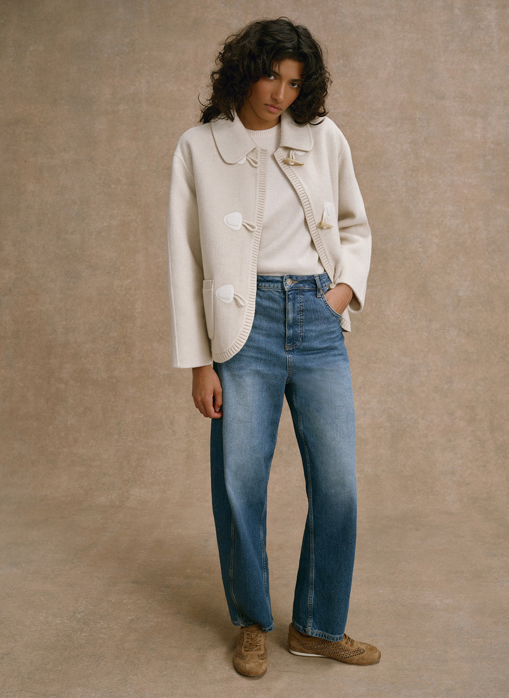 Cream Wool Blend Hand Finished Jacket