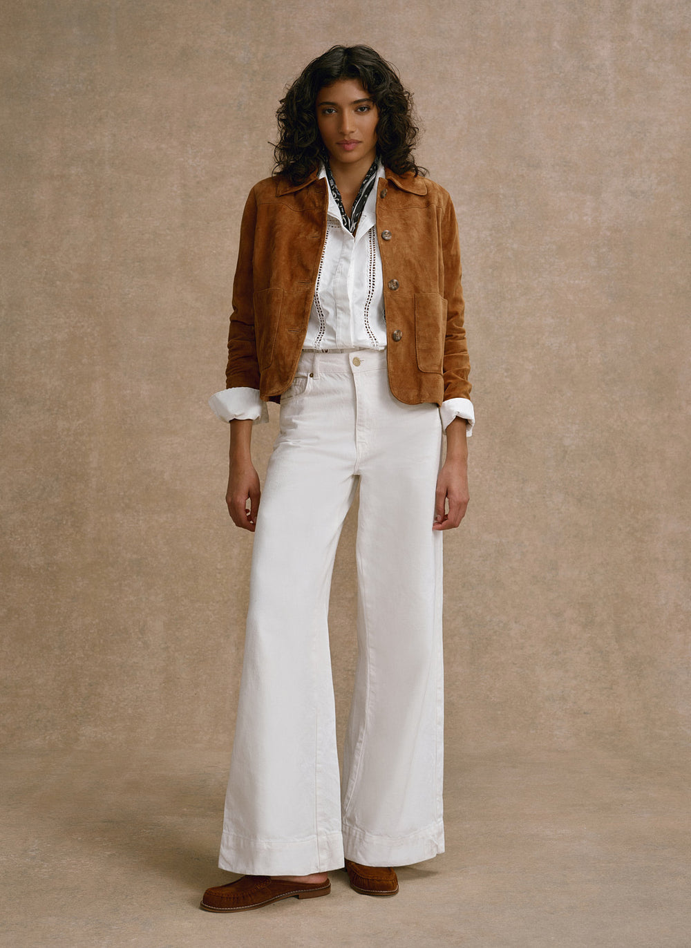 Tan Suede Pocket Detail Jacket