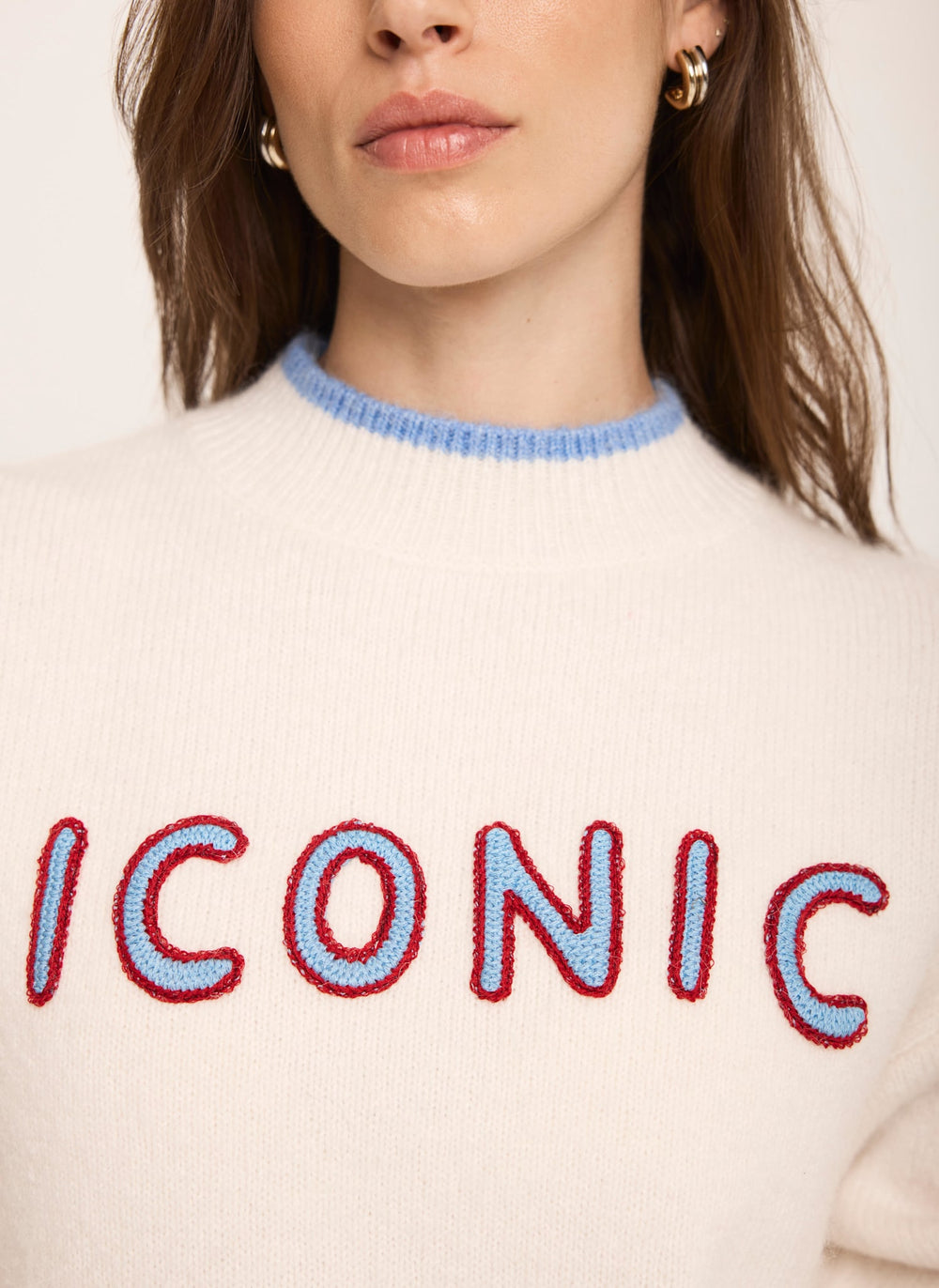 Cream Iconic Embroidered Knit Jumper