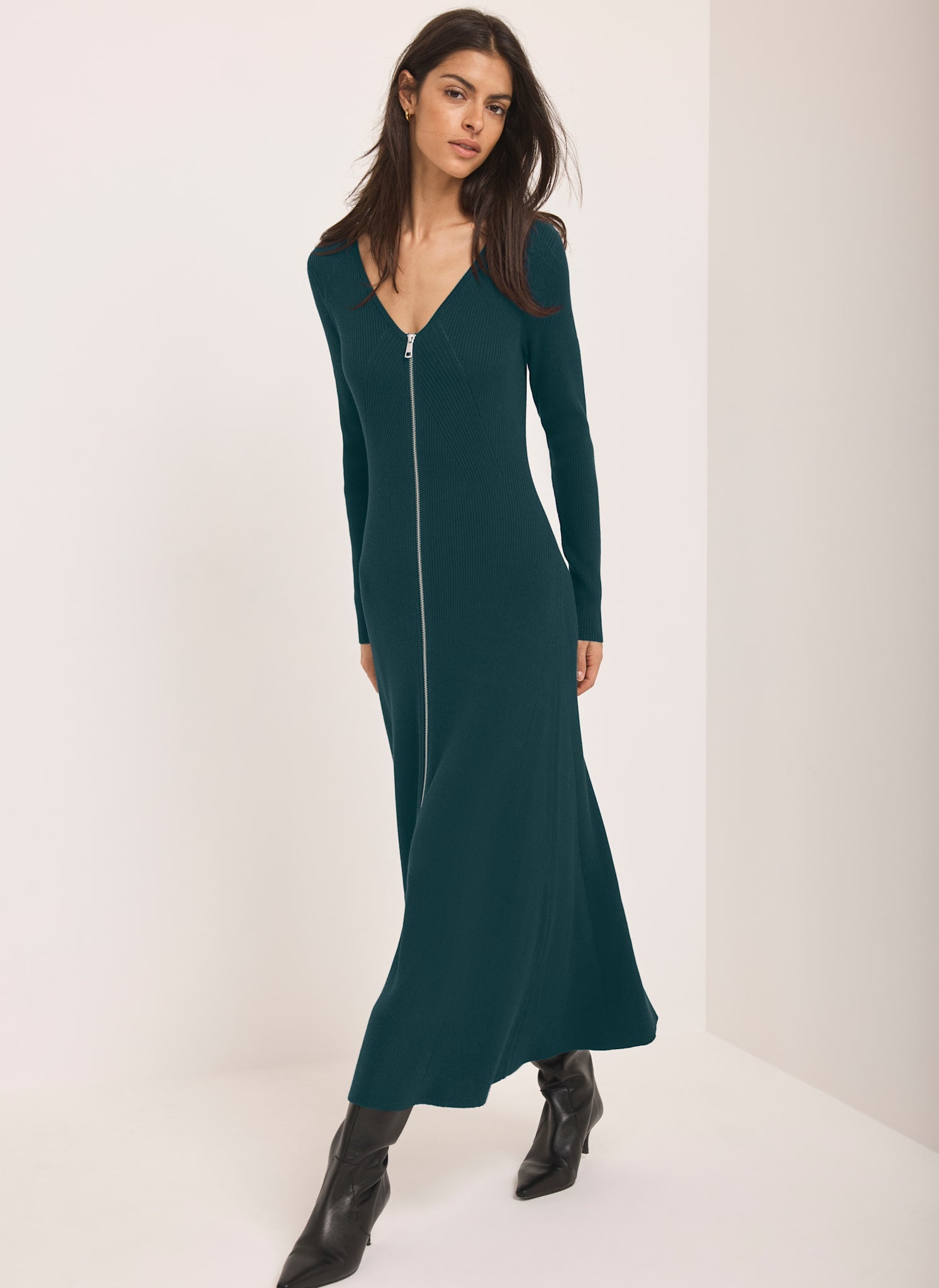 Teal Knit Zip Detail Maxi Dress – Mint Velvet