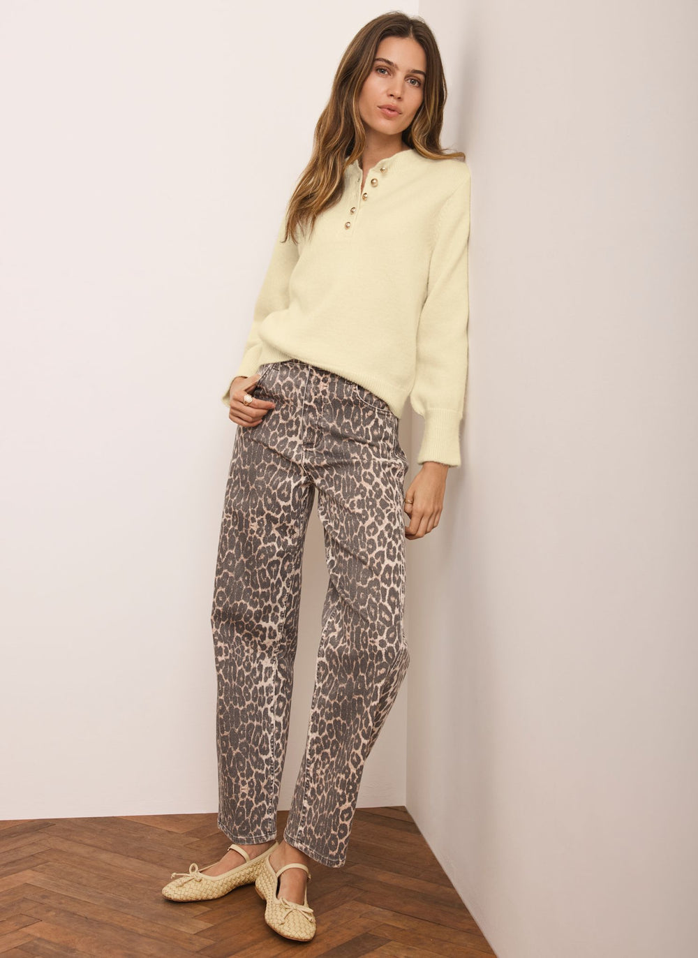 Leopard Print Barrel Leg Jeans