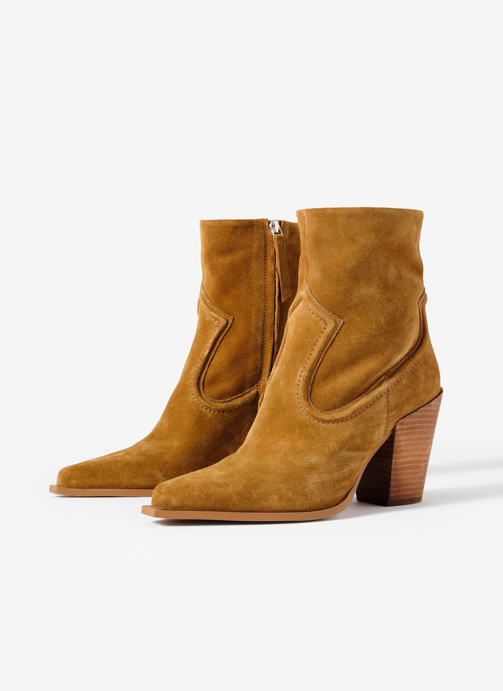 Lorna Tan Suede Western Ankle Boots