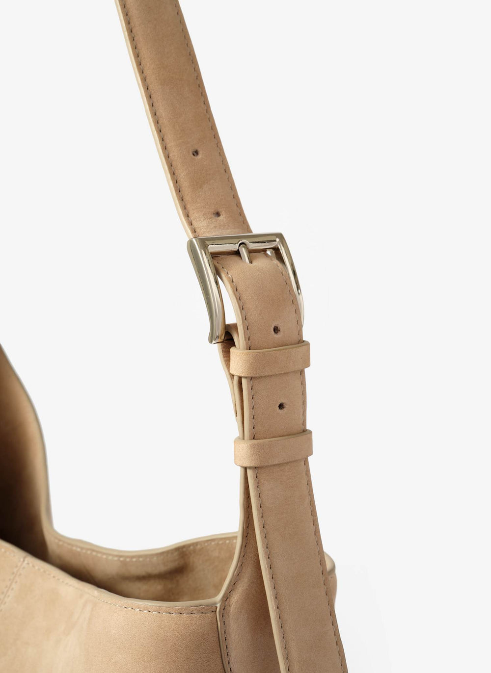 Alexa Neutral Suede Bucket Bag