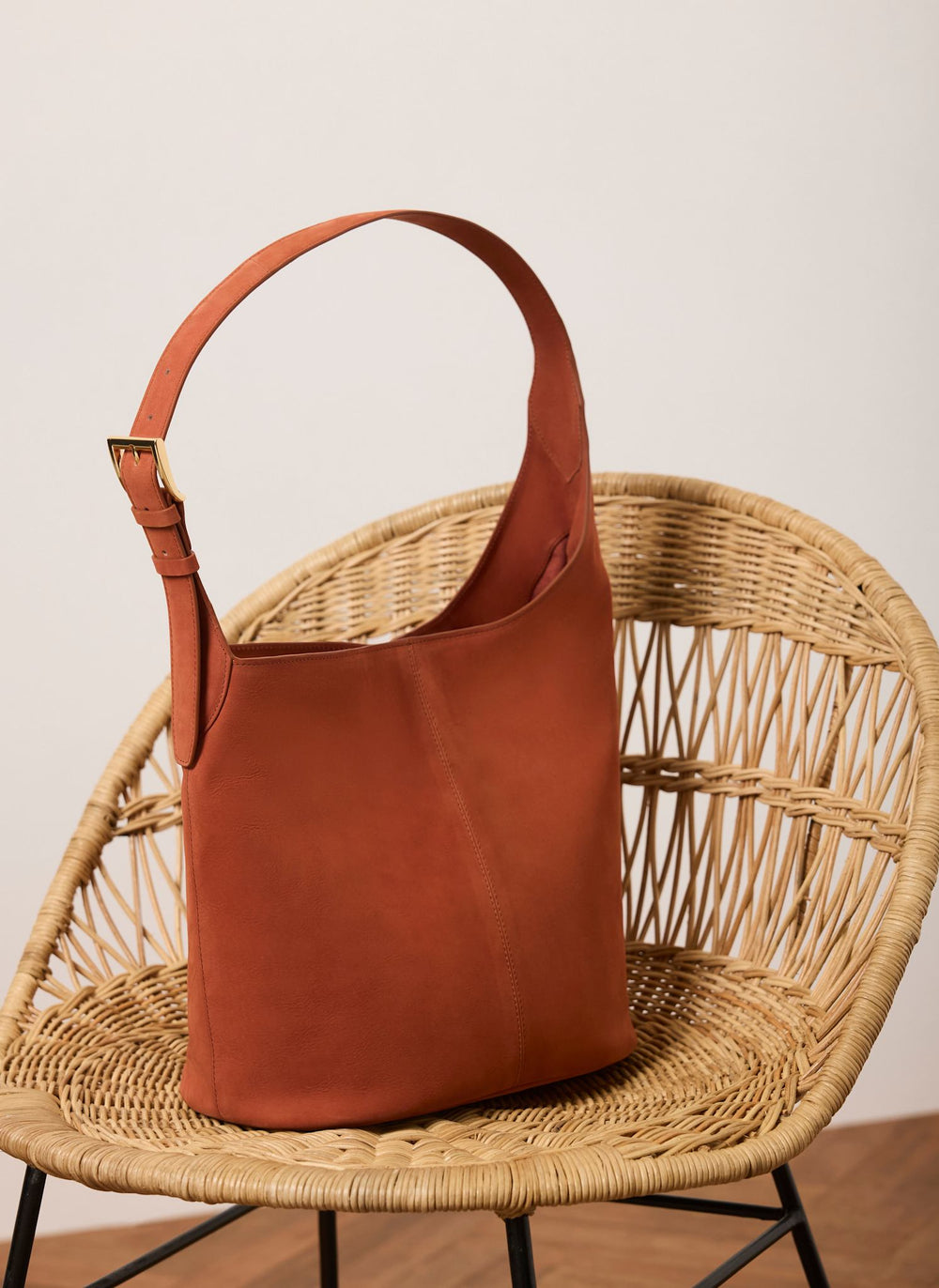 Alexa Orange Suede Bucket Bag