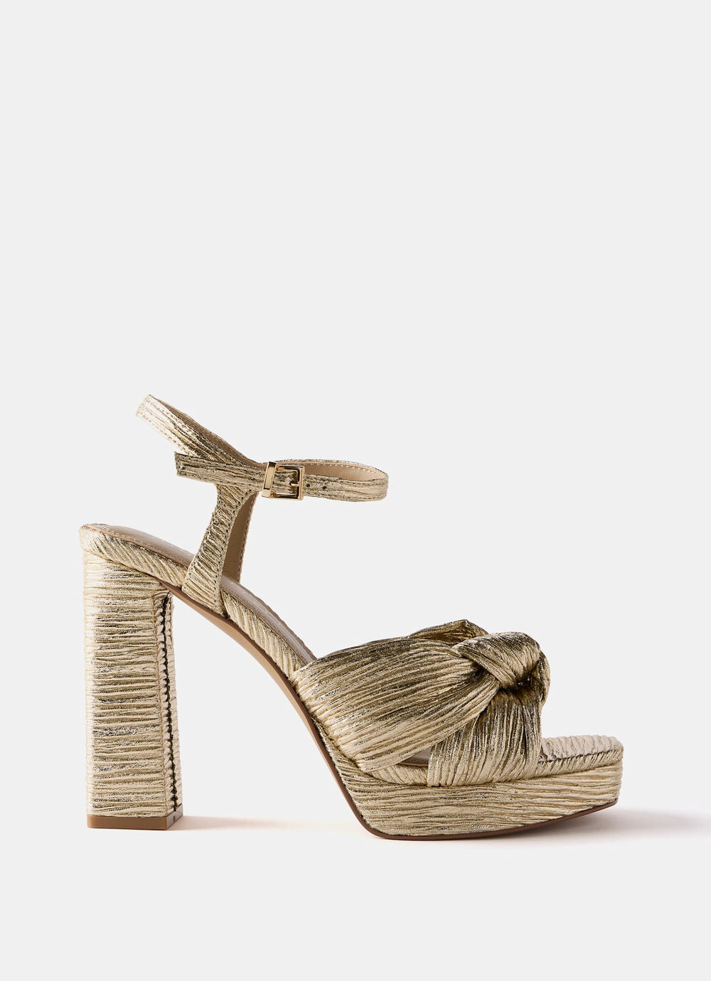 Amy Gold Textured Platform High Heels