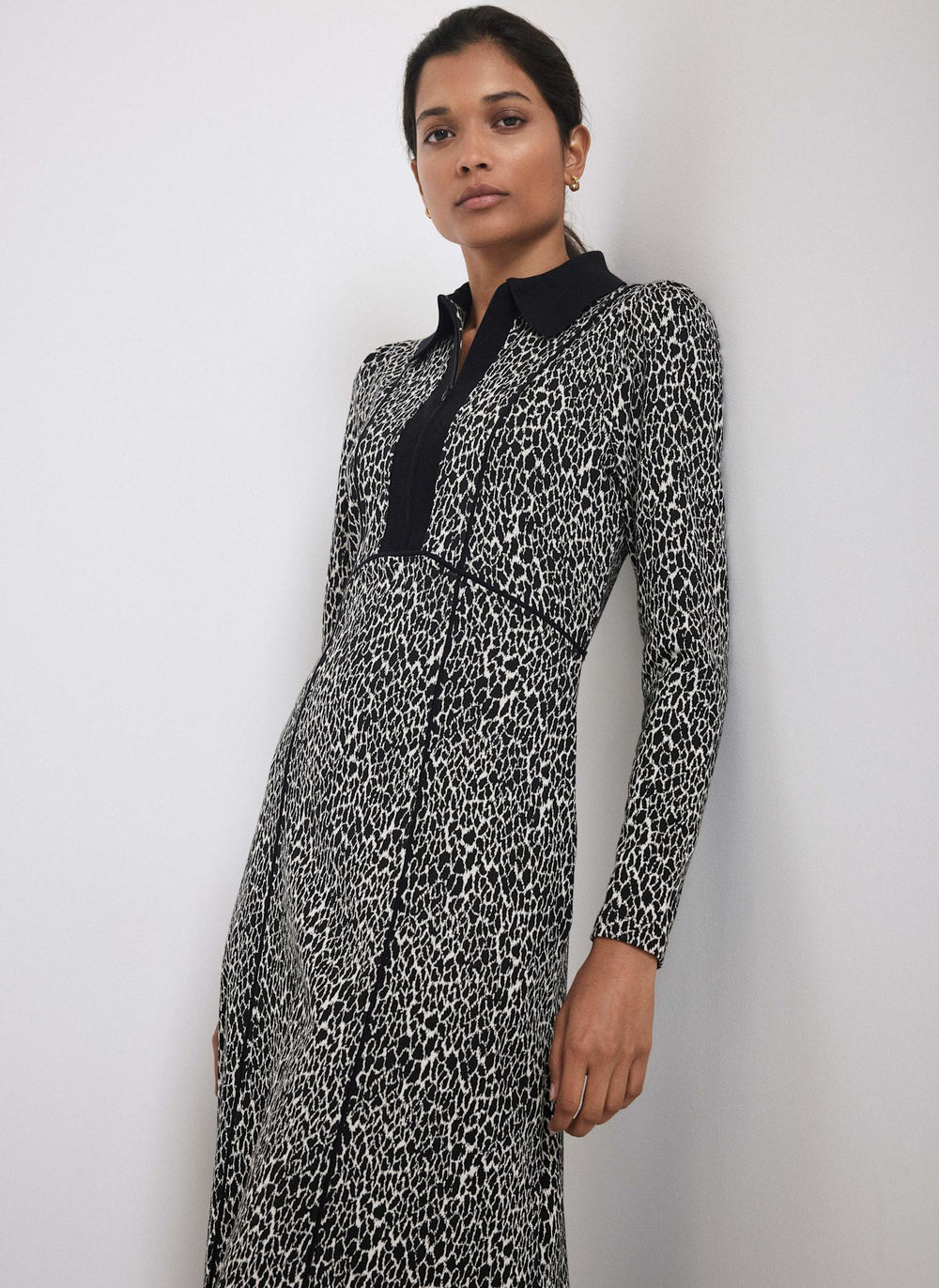 Black Animal Print Jacquard Midi Dress