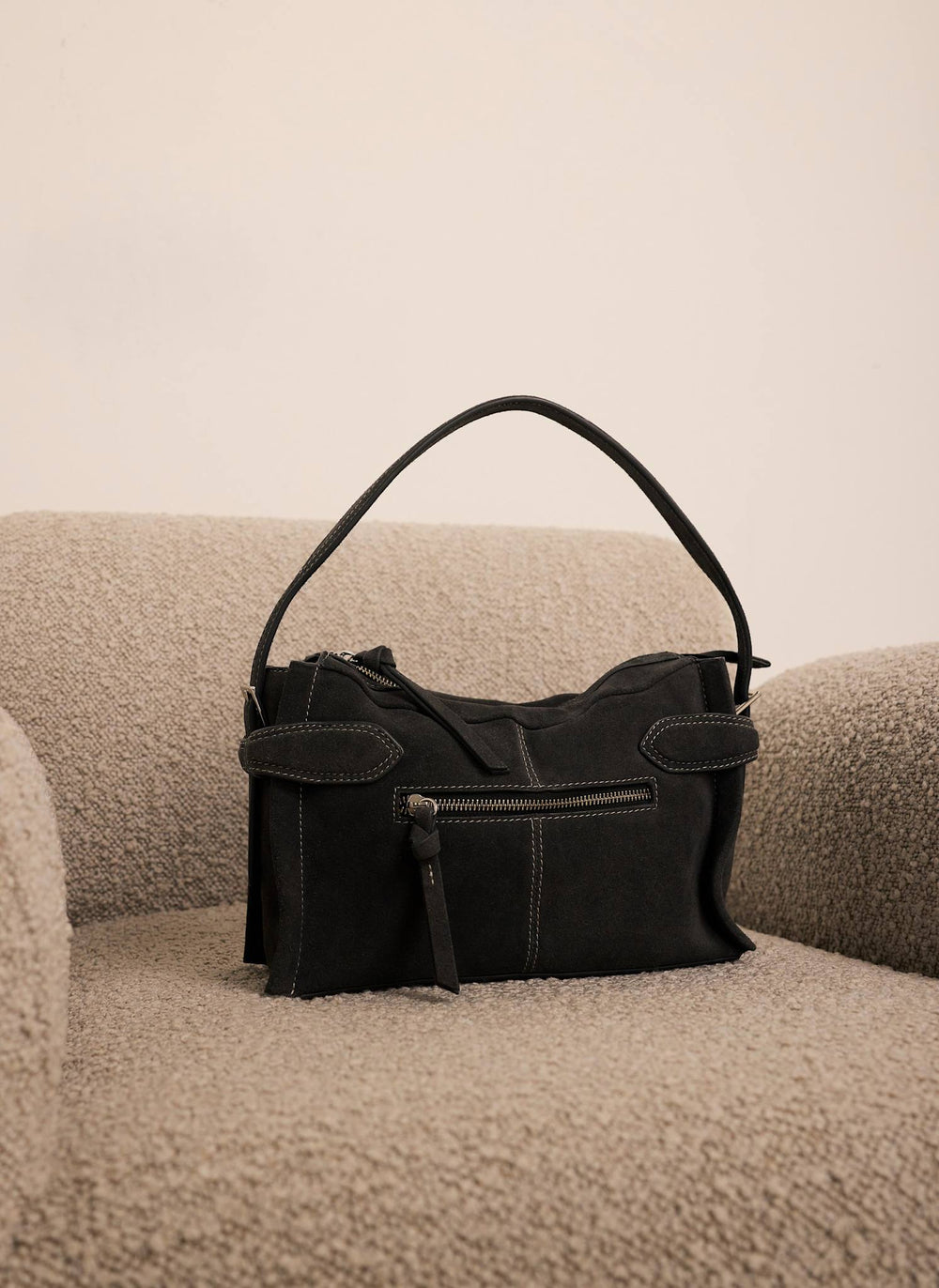Annie Dark Grey Suede Crossbody Bag