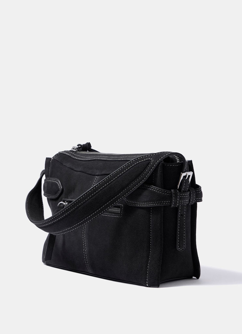 Annie Dark Grey Suede Crossbody Bag