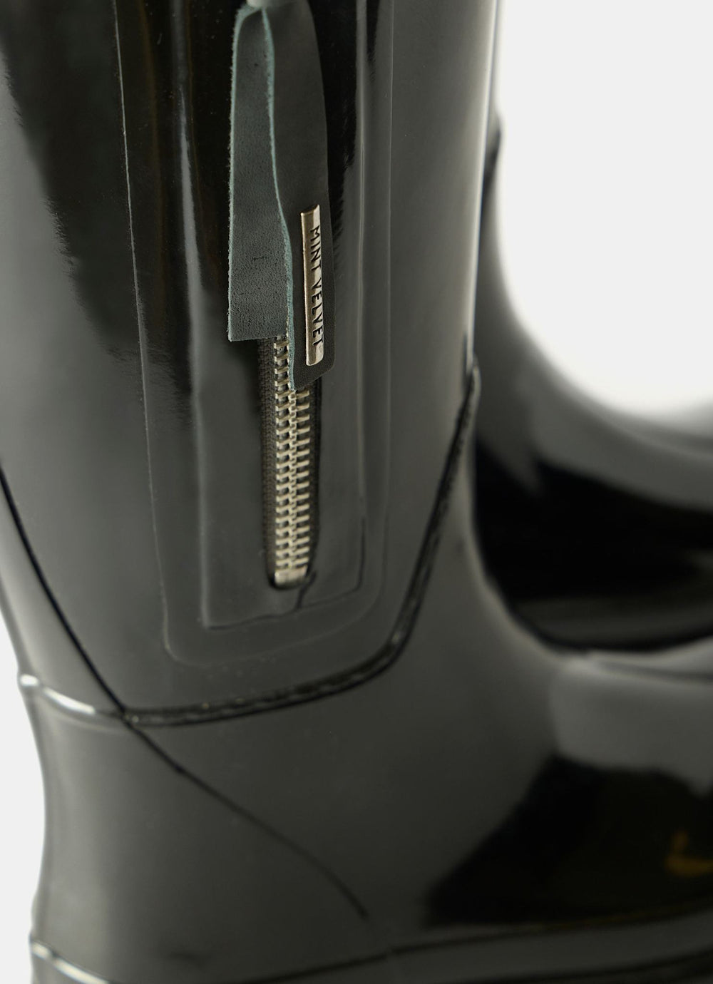 April Black Patent Knee-High Wellies