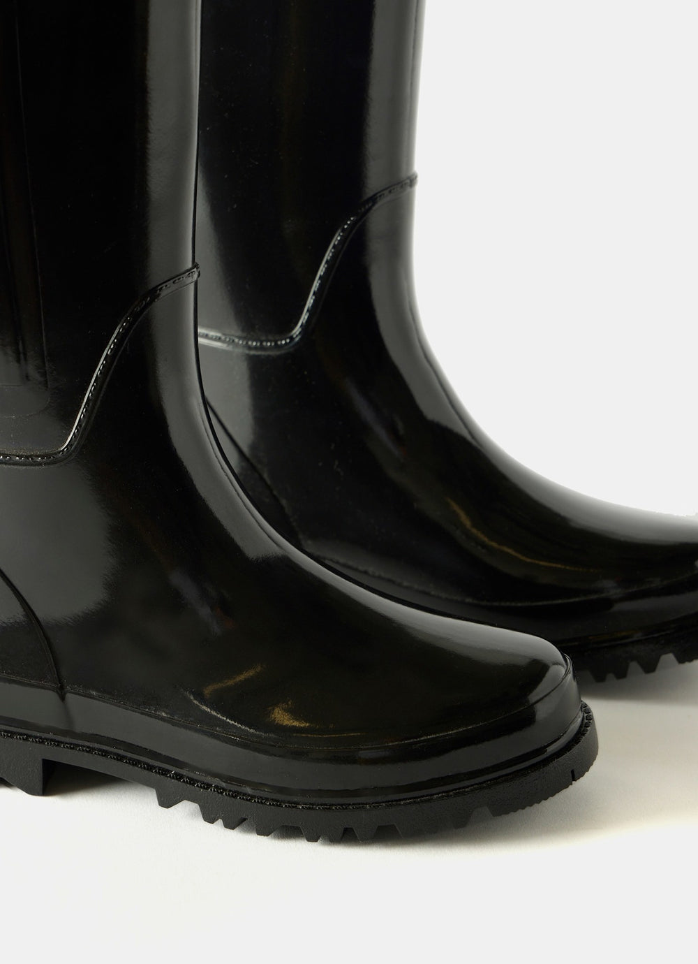 April Black Patent Knee-High Wellies