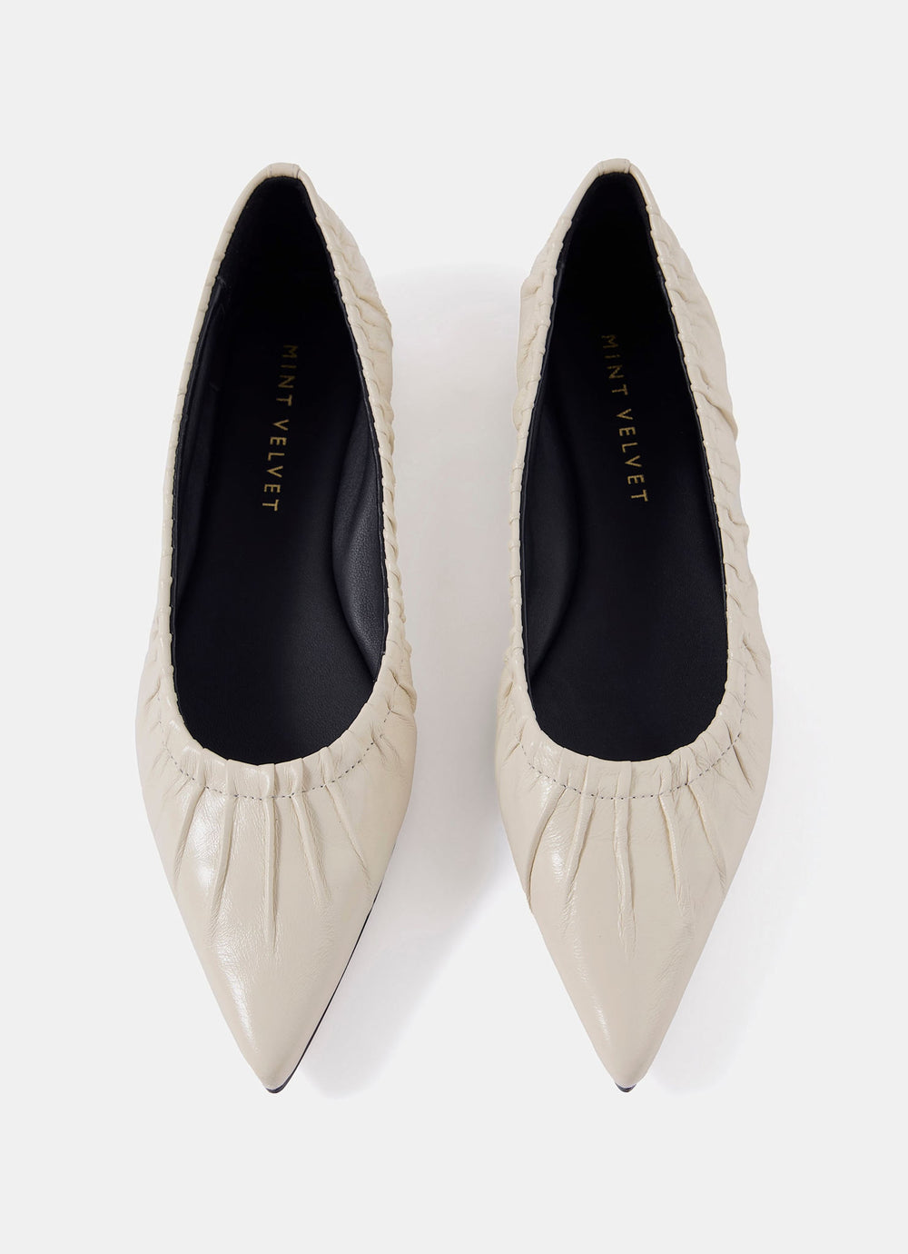 Arella Cream Leather Flat Pumps
