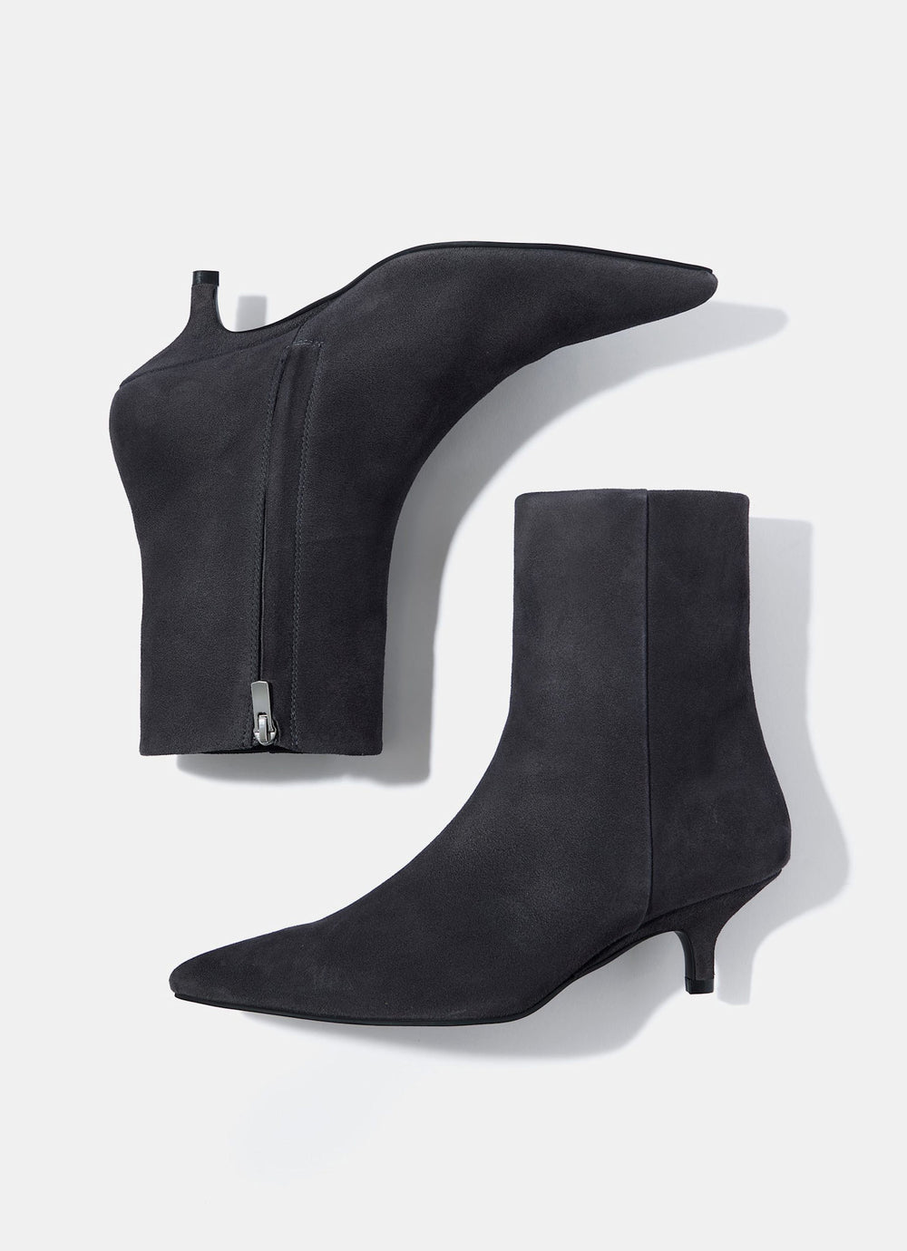Ashley Grey Suede Kitten Heel Ankle Boots