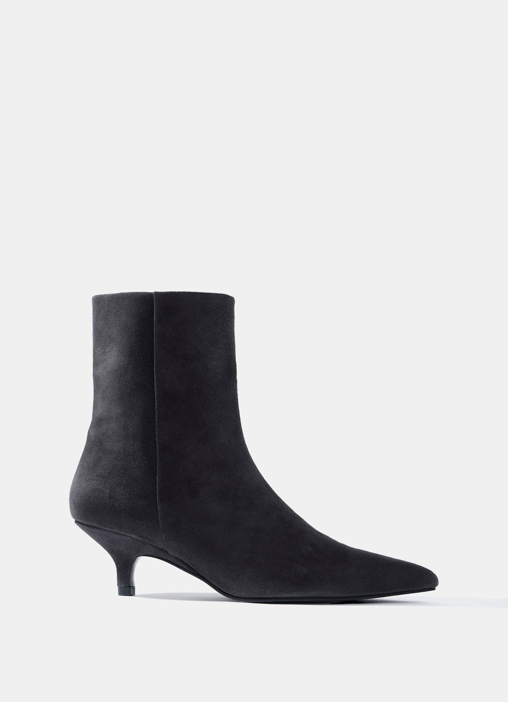 Ashley Grey Suede Kitten Heel Ankle Boots