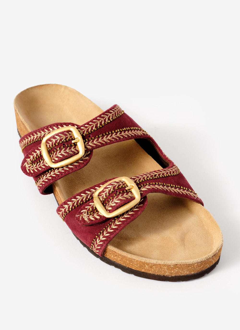 Ava Red Suede Beaded Sandals