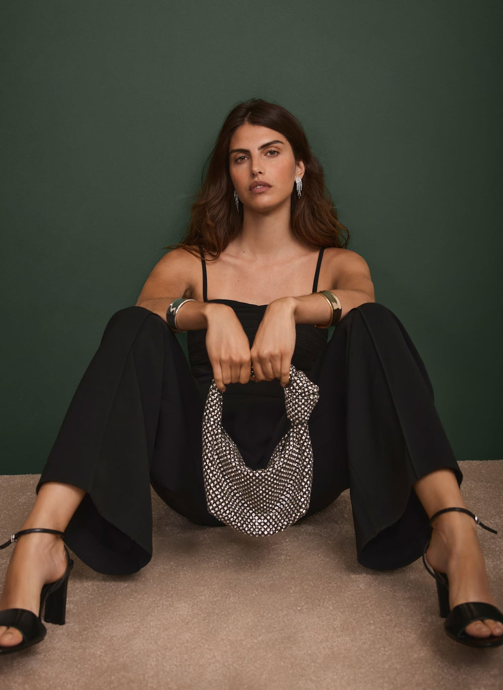 Black Pleated Bandeau Jumpsuit
