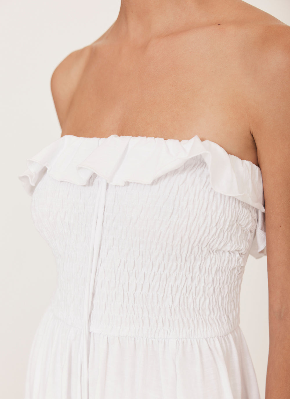 White Bandeau Midi Dress