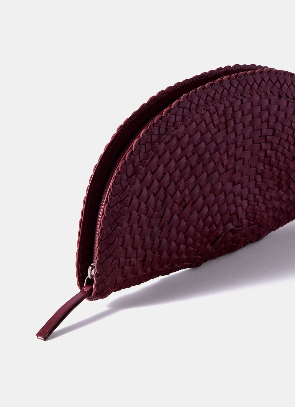 Bea Red Leather Woven Clutch
