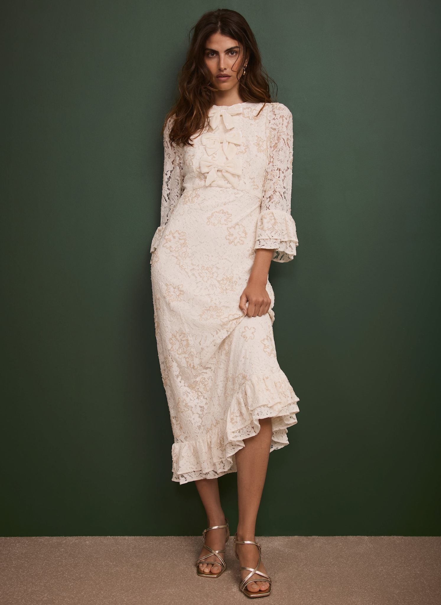 Cream Embellished Lace Midi Dress – Mint Velvet