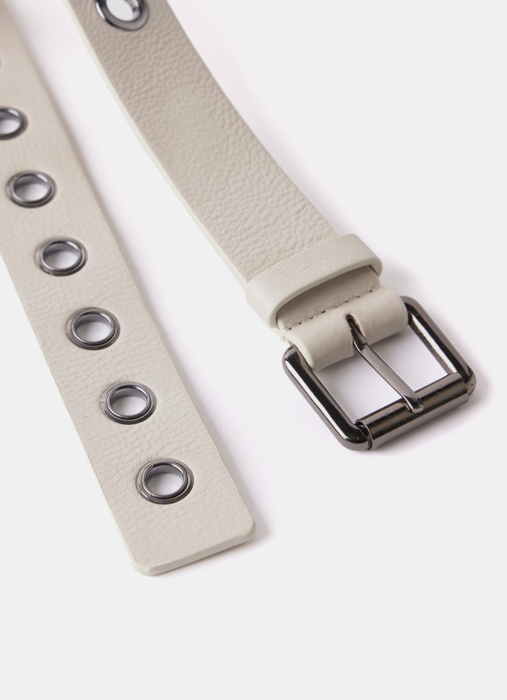 Beige Eyelet Leather Belt