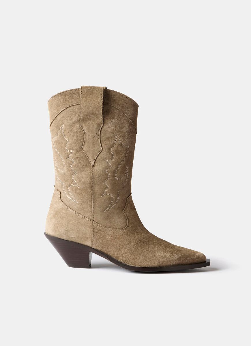 Beige suede cowboy store boots