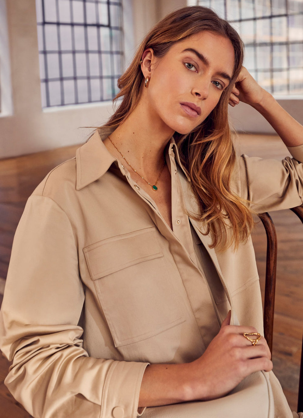 Beige Utility Jumpsuit