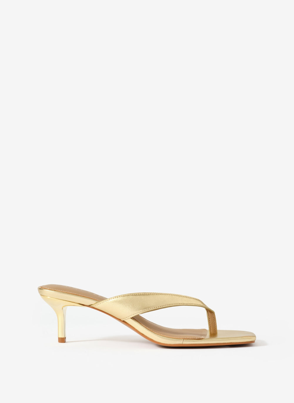 Betty Gold Leather Flip Flop Heels