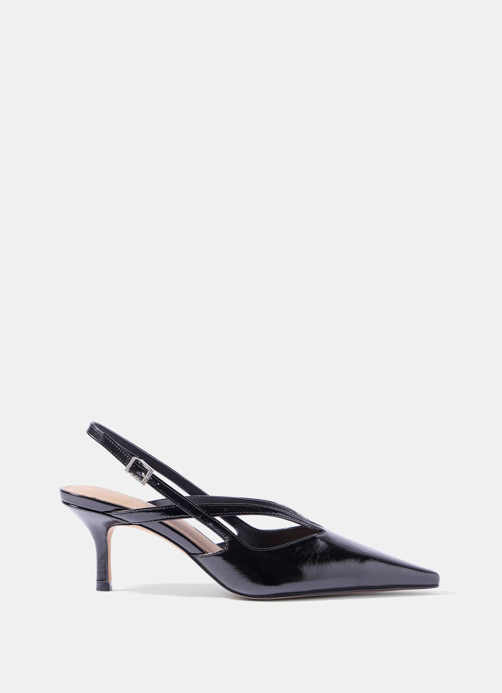 Bianca Black Patent Leather Slingback Heels