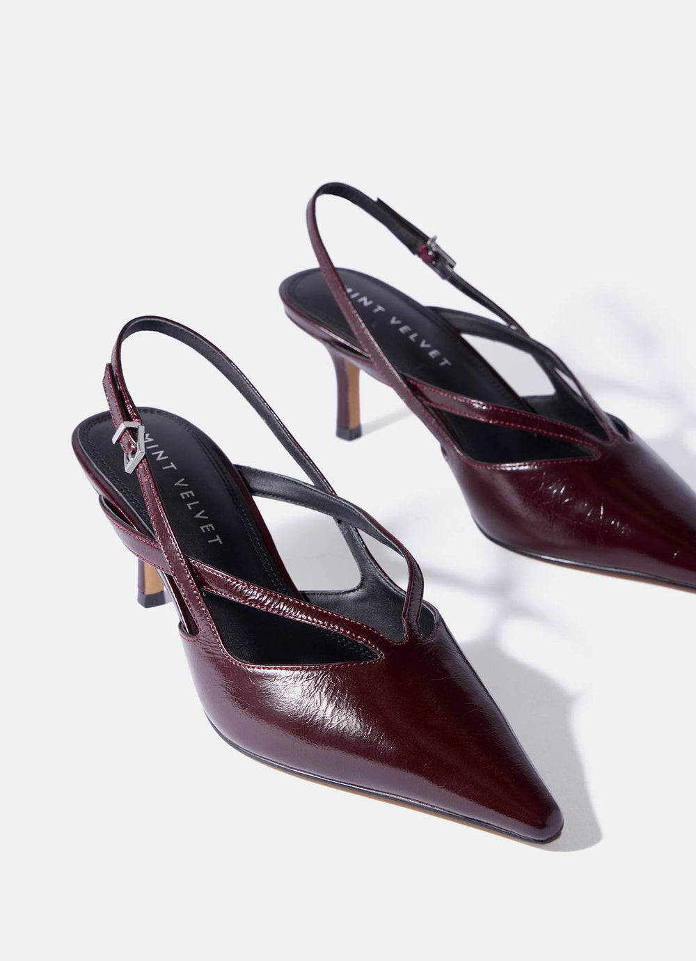 Bianca Burgundy Patent Leather Slingback Heels