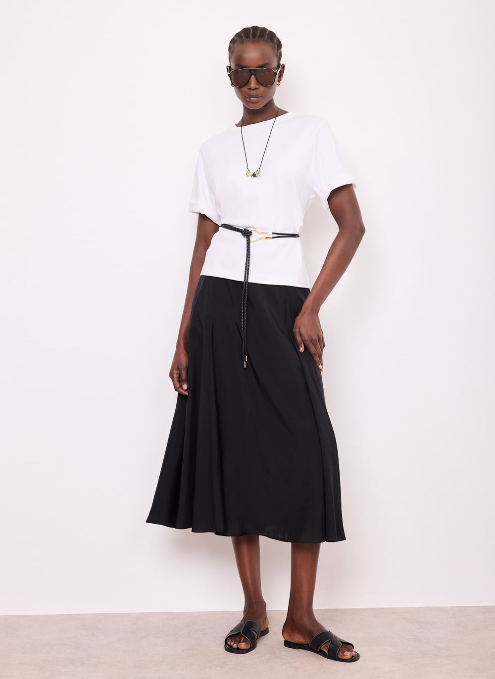 Black A Line Midi Skirt