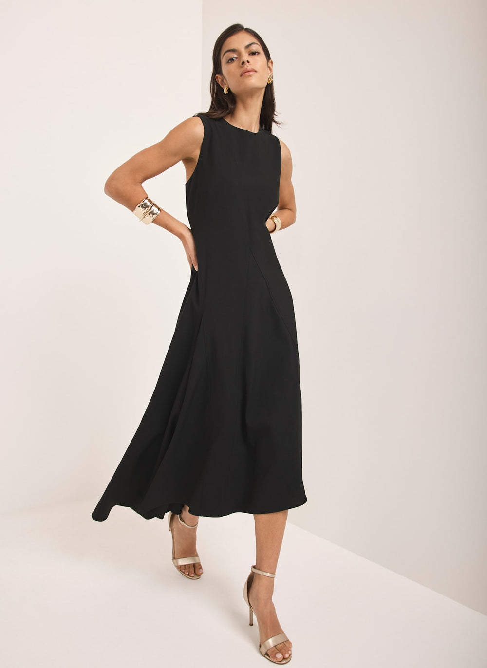 Black Asymmetric Midi Dress