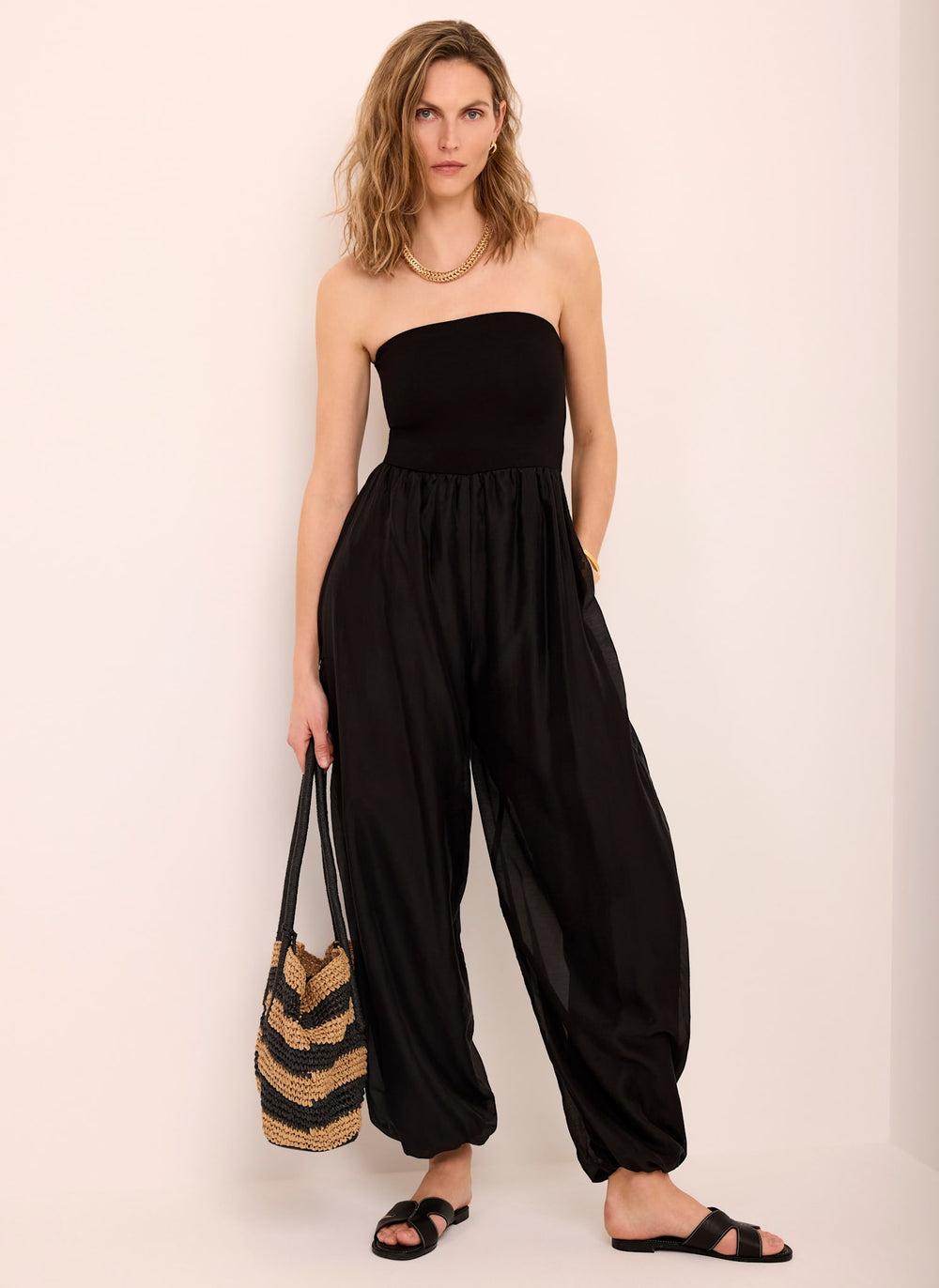 Black Bandeau Balloon Jumpsuit
