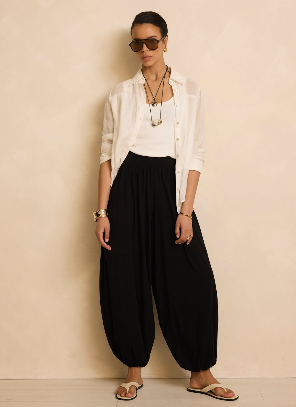 Black Jersey Balloon Trousers
