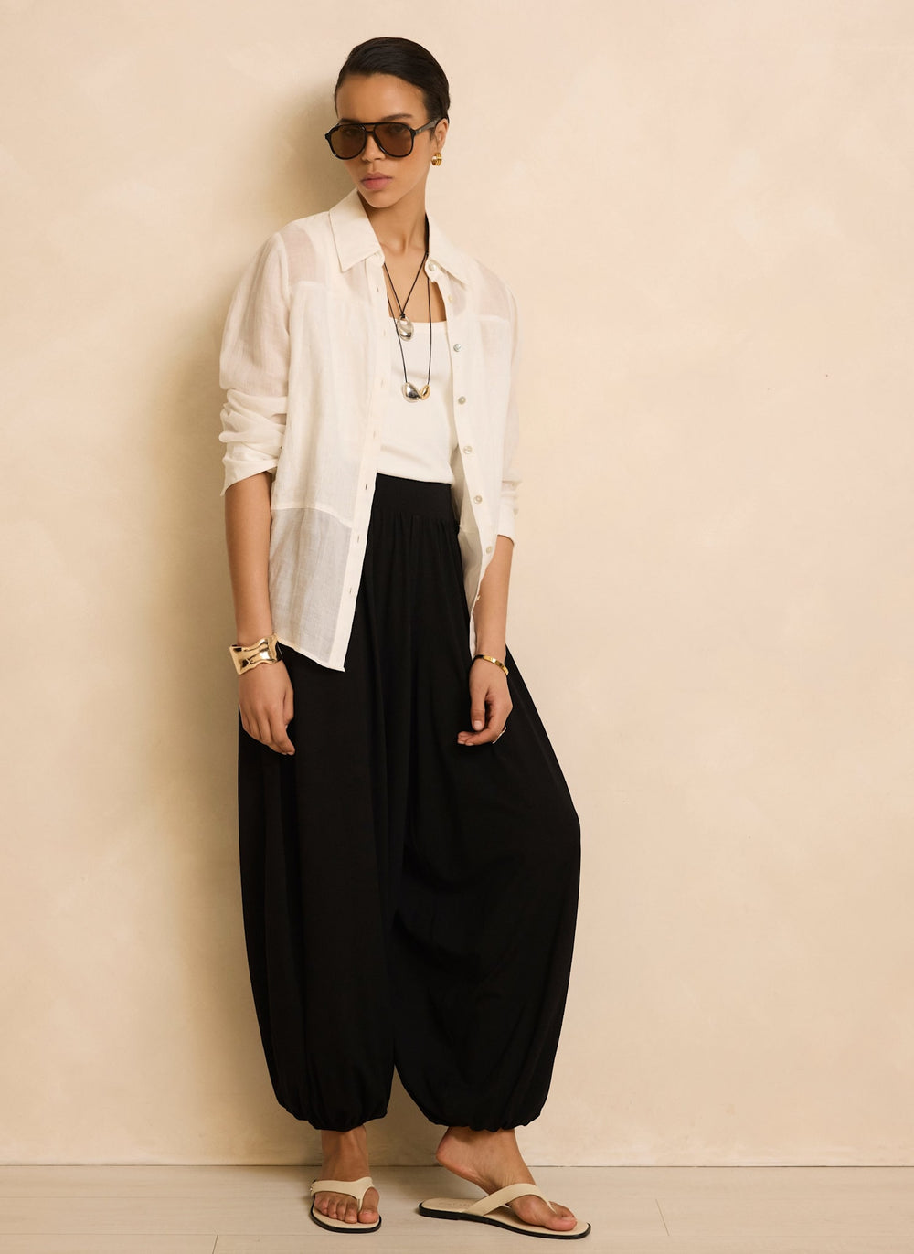 Black Jersey Balloon Trousers