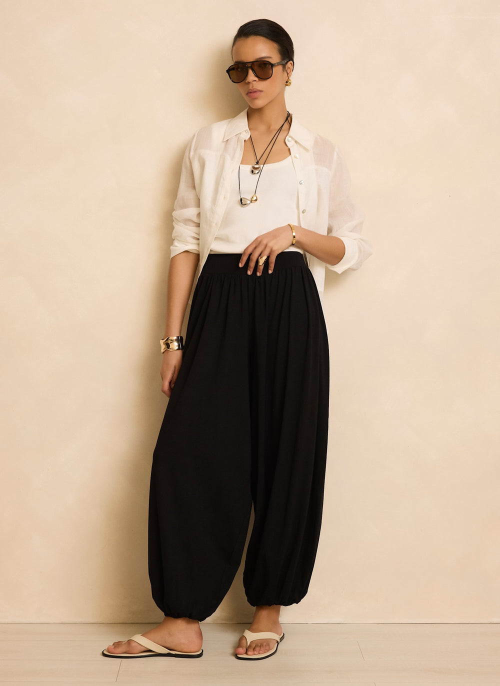 Black Jersey Balloon Trousers