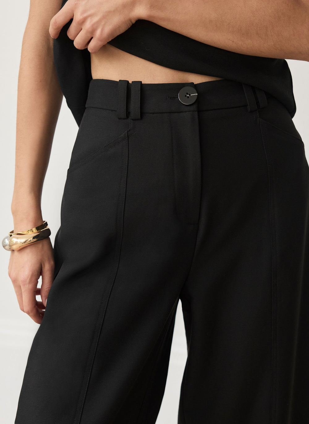 Black Tailored Barrel Leg Trousers
