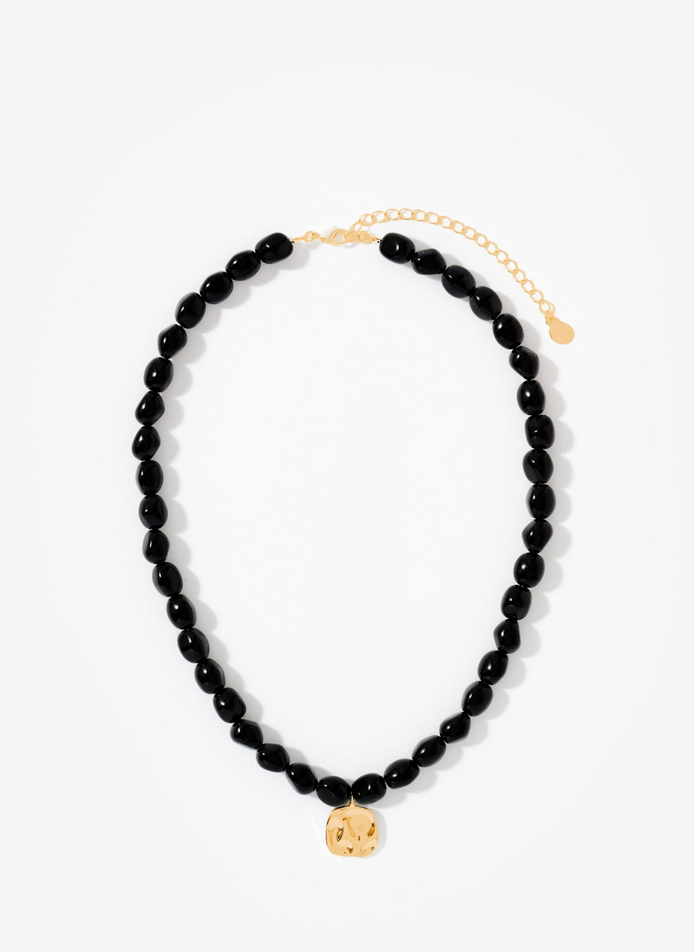 Black Beaded Charm Necklace
