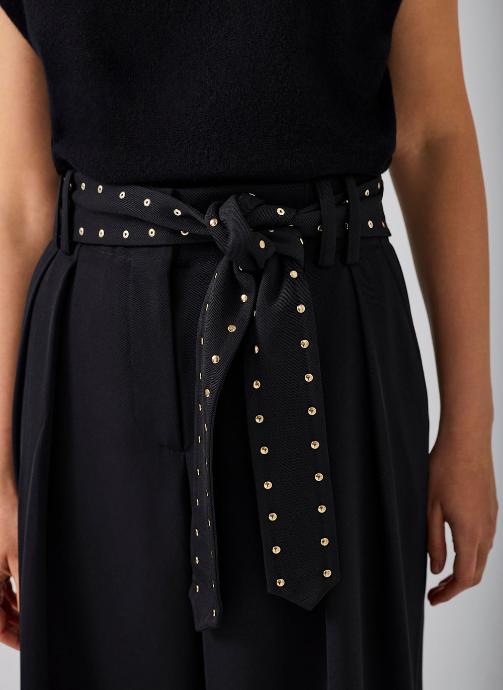 Black Belted Wide Trousers