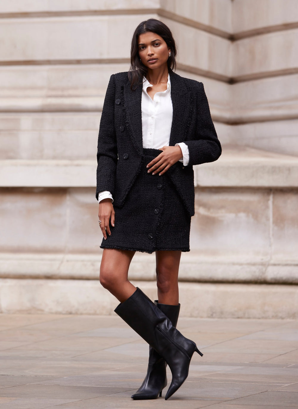 Black Boucle Mini Skirt