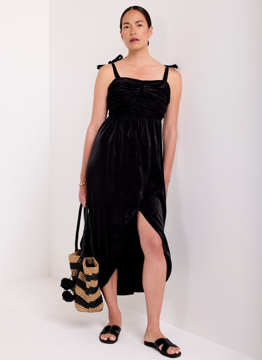 Black Tulip Wrap Midi Dress