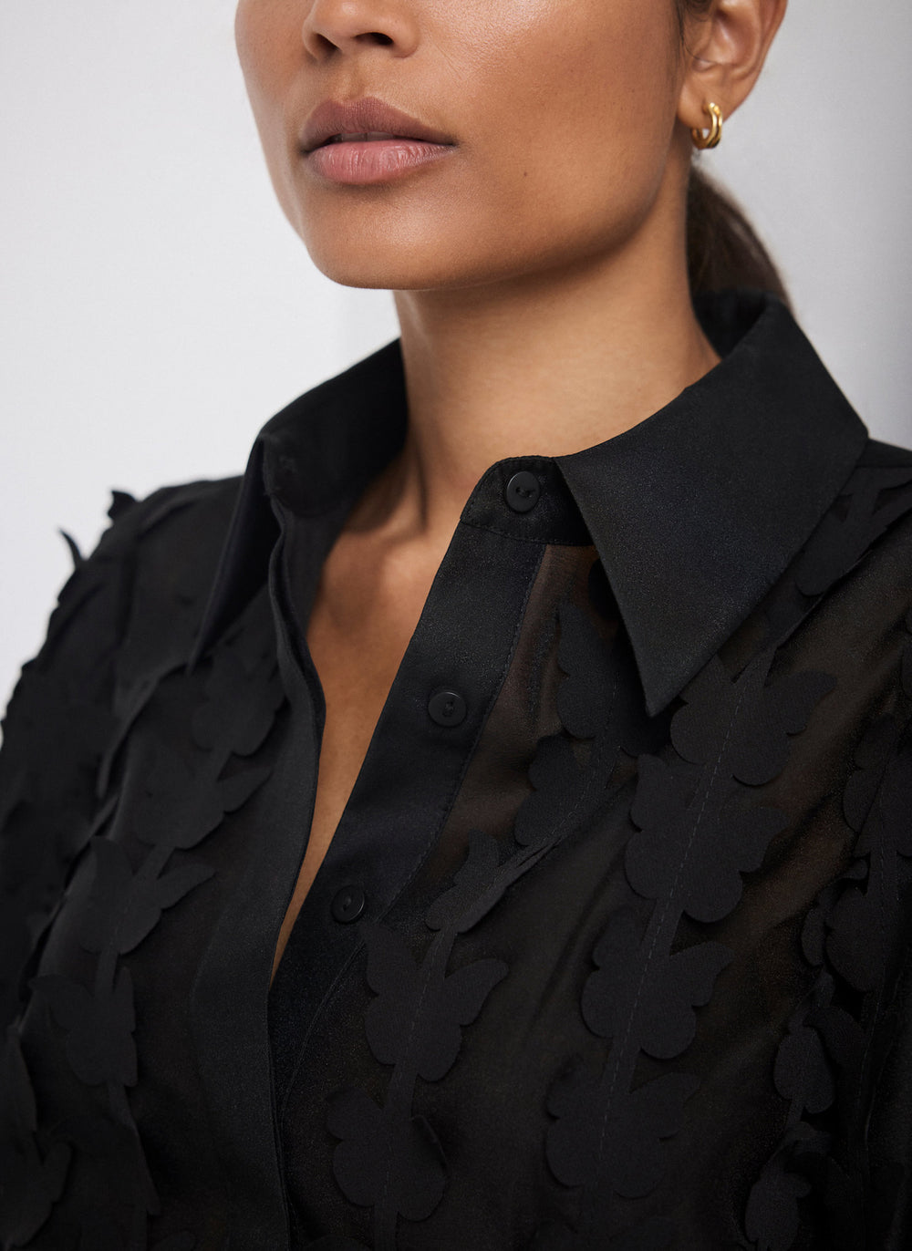 Black Butterfly Applique Shirt