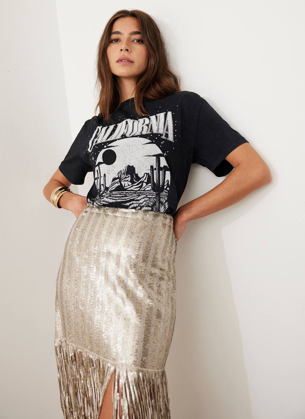 Black California Graphic Cotton T-Shirt