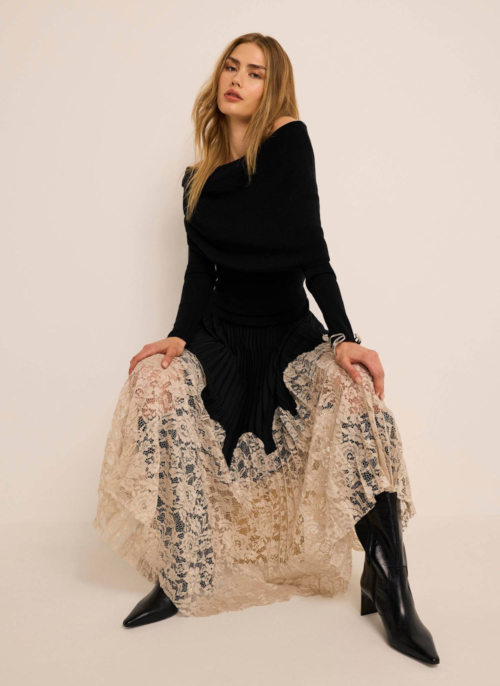 Black Bardot Knit Top