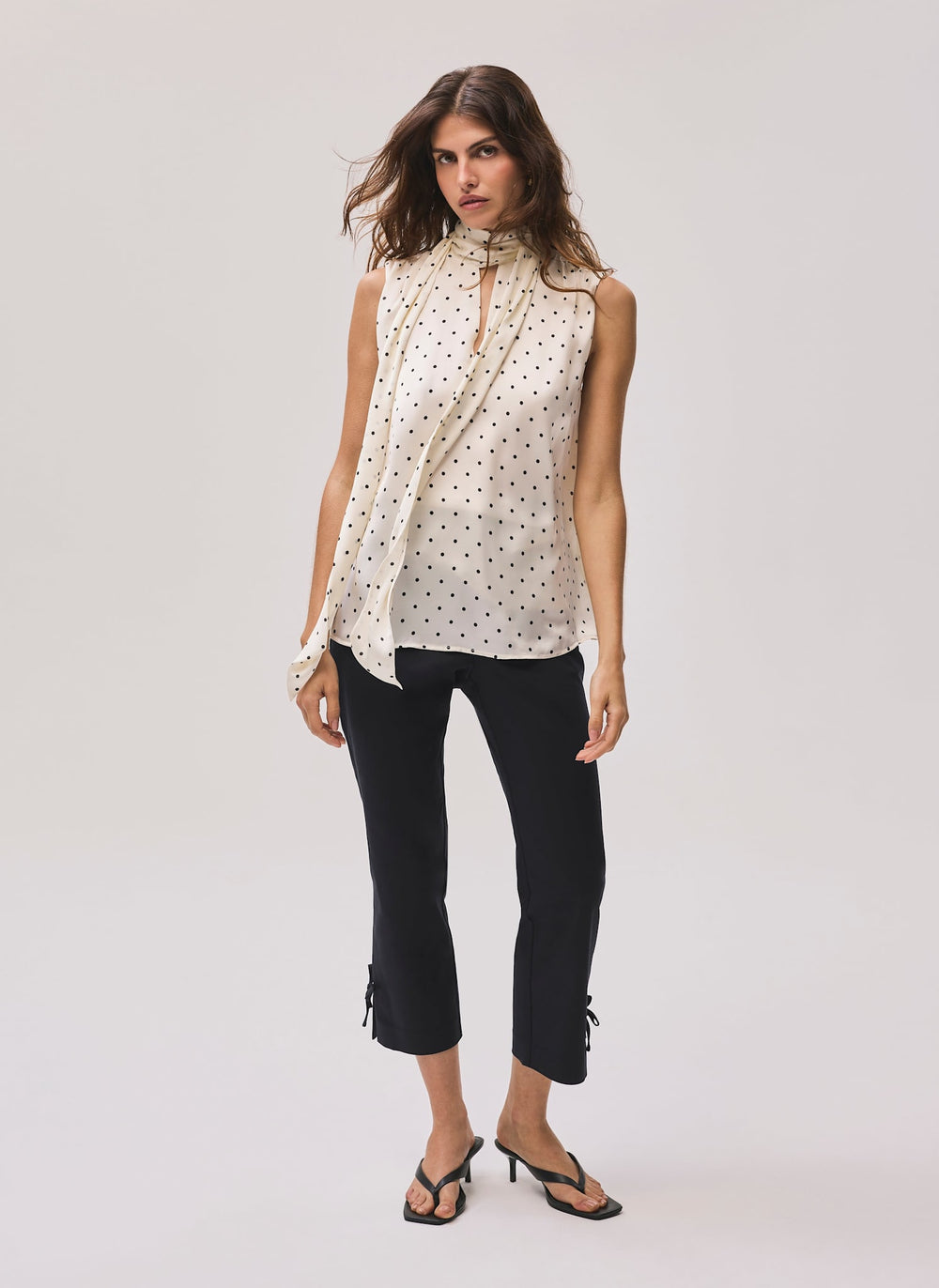 Black Cotton Blend Capri Trousers