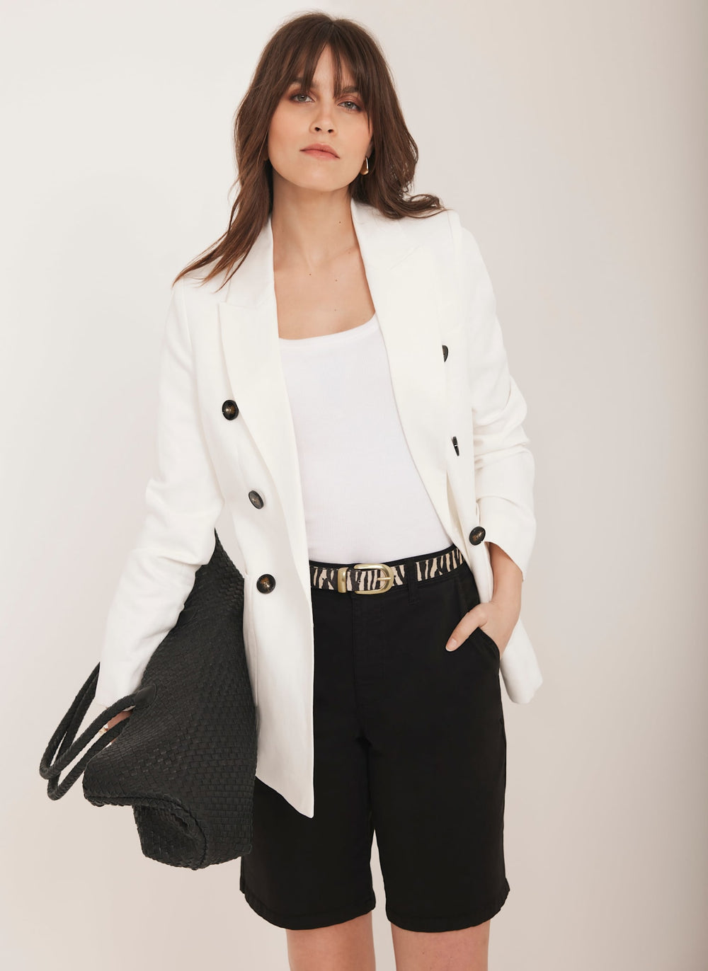 Black Tailored Chino Long Shorts