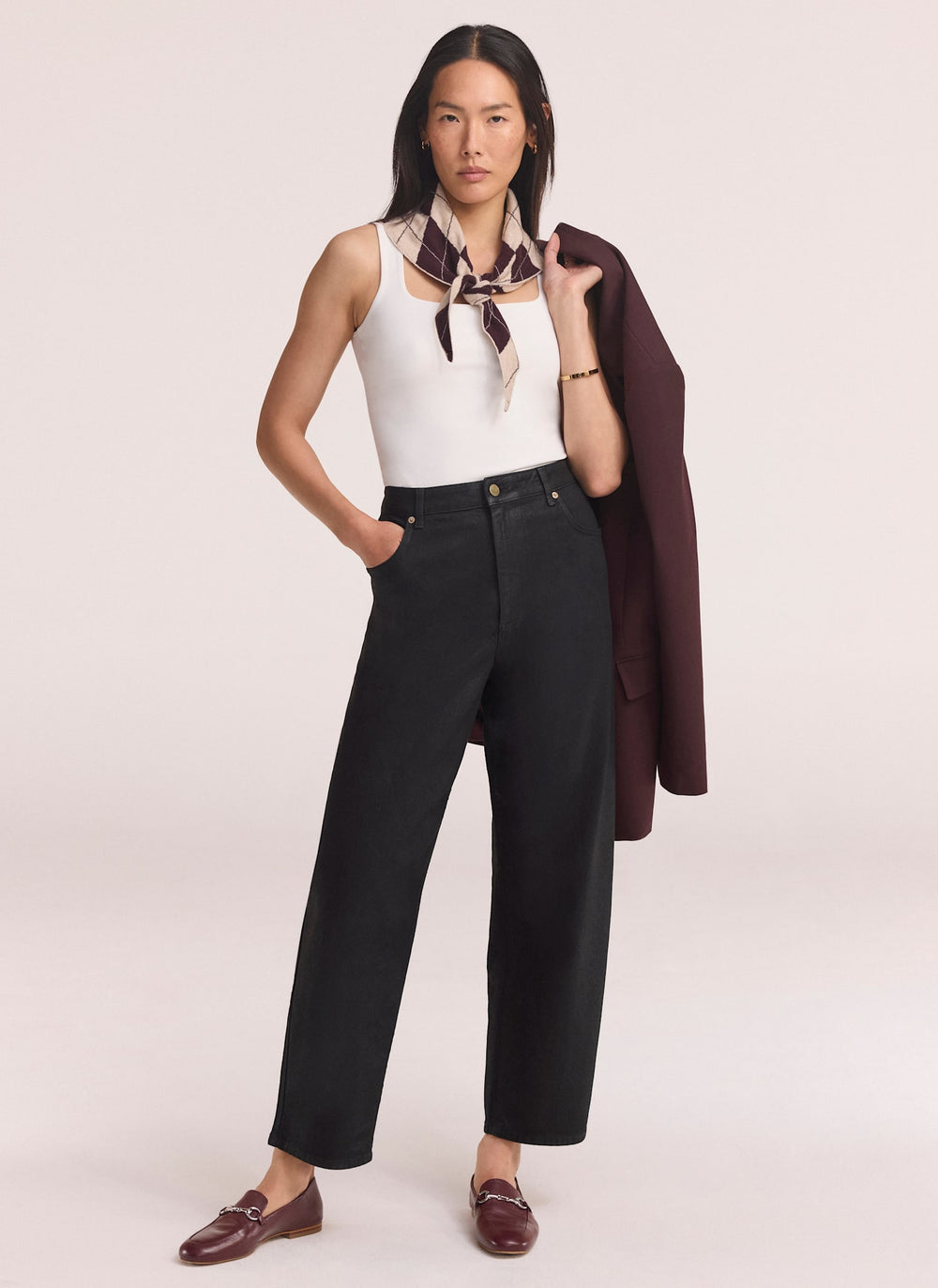 Black Coated Tapered Jeans