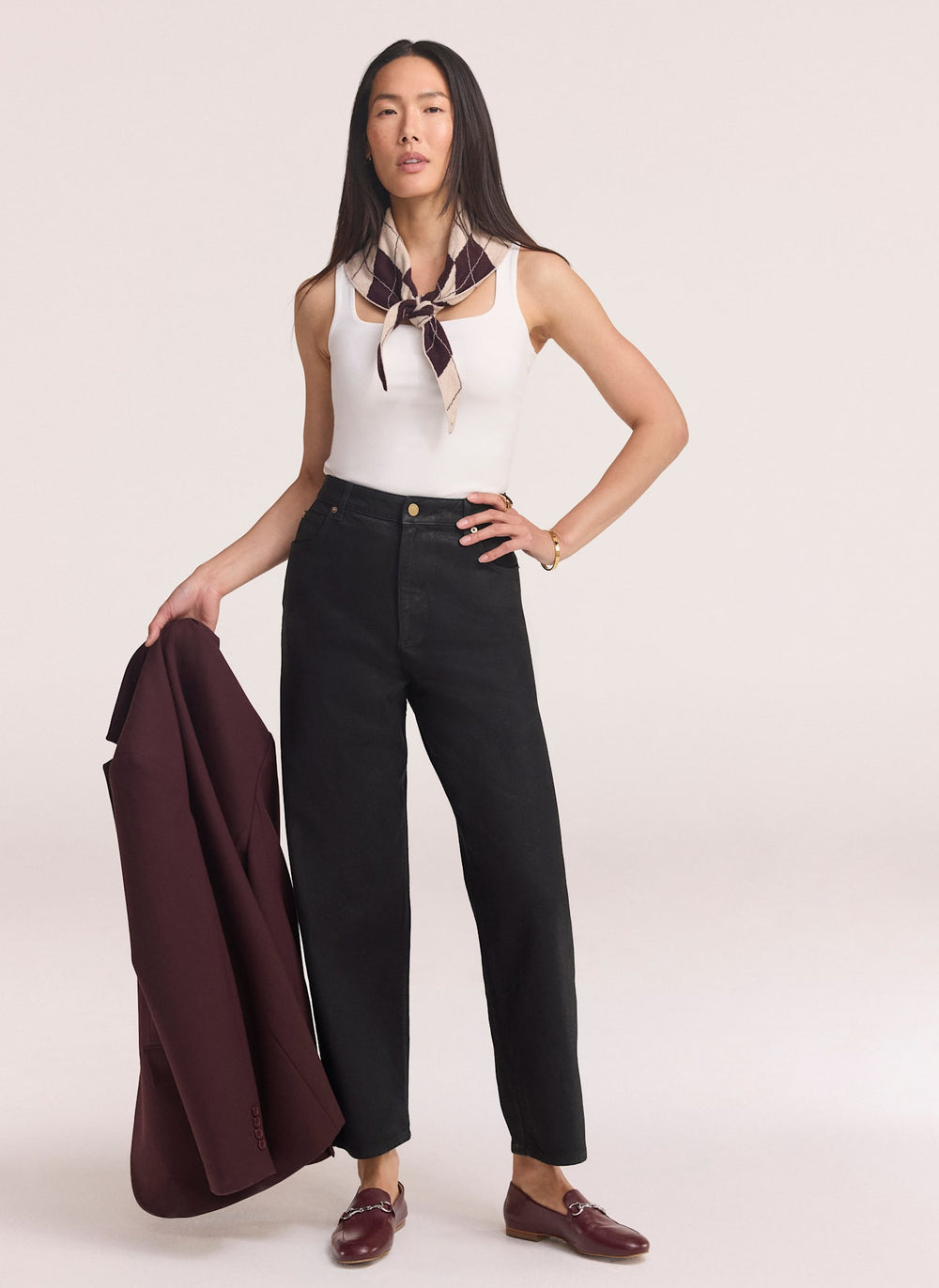 Black Coated Tapered Jeans