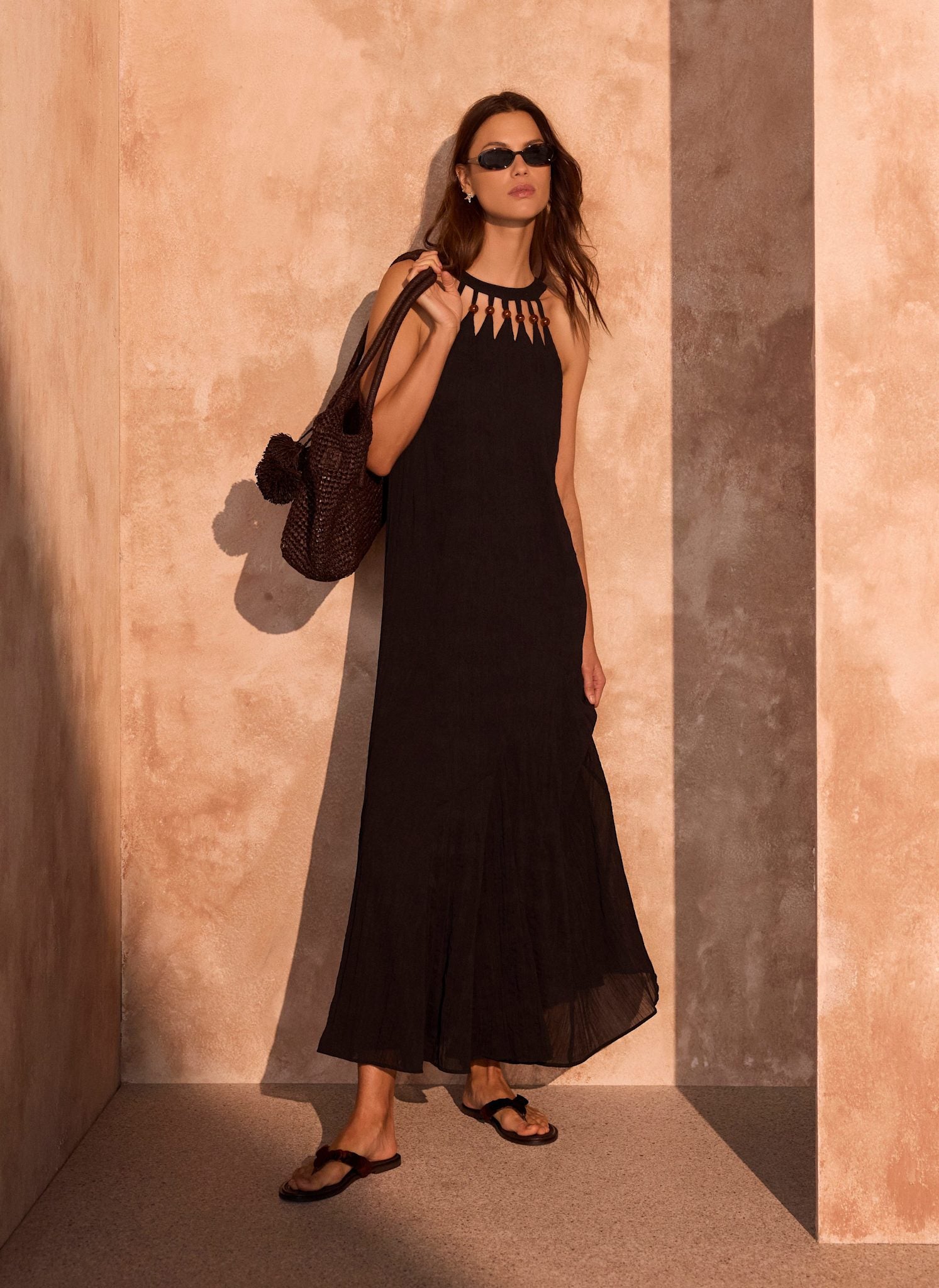 black velvet halter dress Marcella Women's Manhattan Slit Gown 16% Elastane) Lining Mint Velvet Black Beaded Halter
